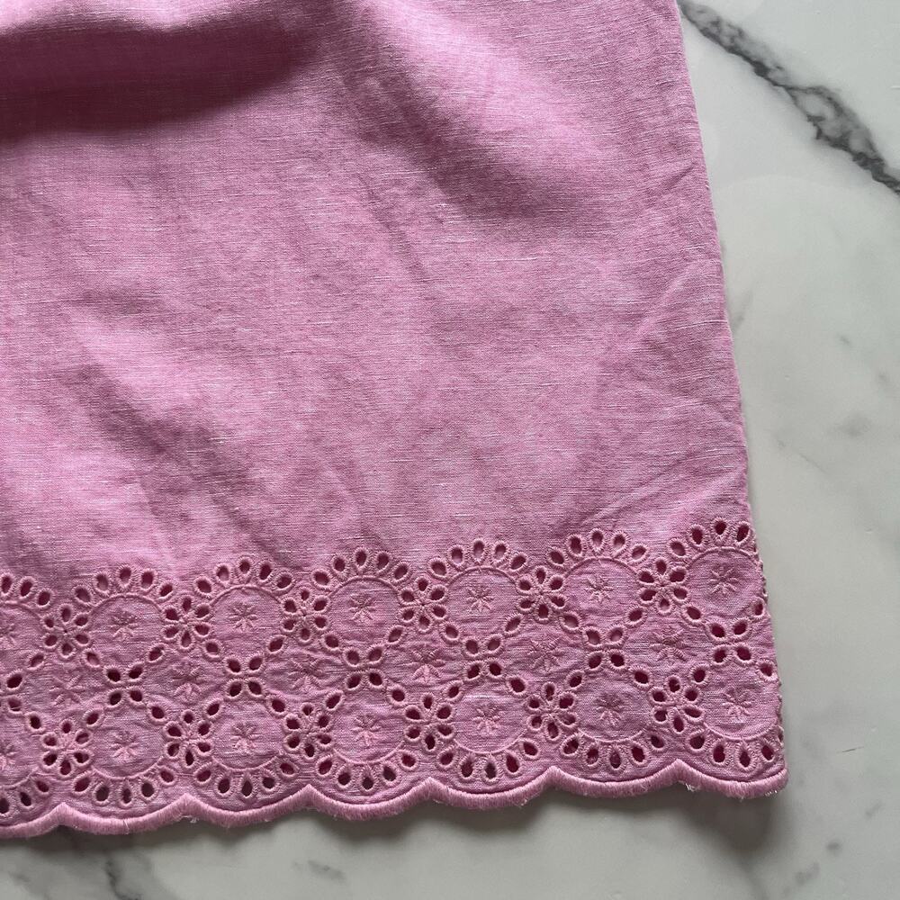 Talbots Embroidered Linen Shift Dress Eyelet Pink Size 6 Coastal Preppy Chic - Picture 9 of 9